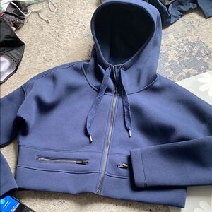 ATHLETA Navy Blue Cropped Hoodie